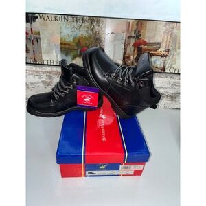 Beverly Hills Polo Club Boys Black Lace Up Boots Size 1 New With Box